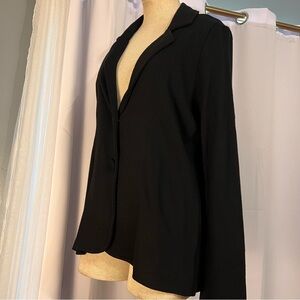 worthington knit black 2 button blazer / Cardigan black Sz L V Neckline office